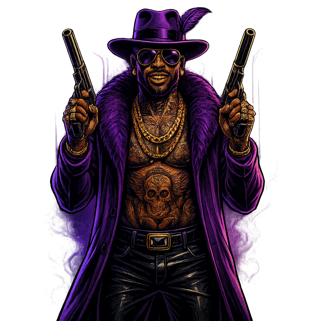 City sunset with palms